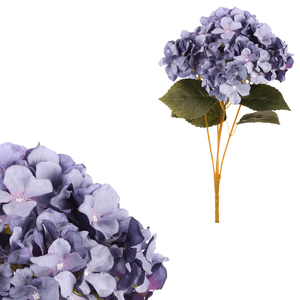 Hortenzie - umělá kytice, 5 květů, modro-fialová barva