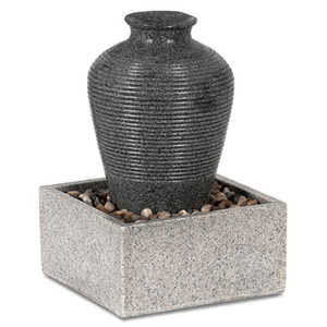 Fontána s LED osvětlením – polyresin, imitace kamene, černo-šedá