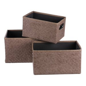 Koš regálový - látkový s uchy, hnědý, cena za sadu 3 ks