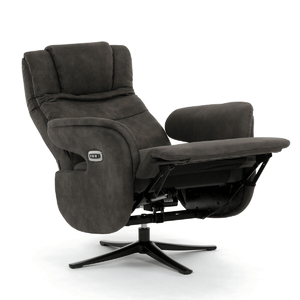 Polohovací křeslo, elektrické zabudované ovládání, funkce zero gravity, šedá, látka vintage, TV-C5590 SIL3