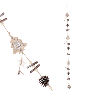 Šišky a stromky - dřevěná girlanda