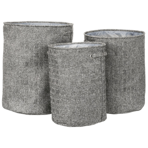 Koš na prádlo - polyester, šedý, sada 3 ks