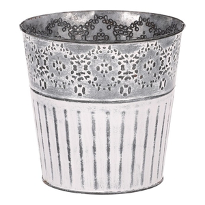 Obal kovový - kulatý, se zrníčky, šedo-bílý