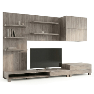 Obývací stěna 300x59x210cm, mdf, hnědá, 9HQ08