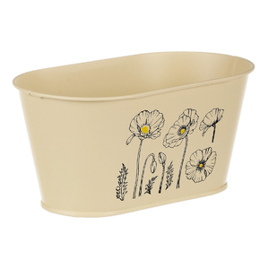 Truhlík kovový - motiv kvetoucího máku, žlutý