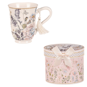 Hrneček v dárkové krabičce - porcelán, květinový motiv