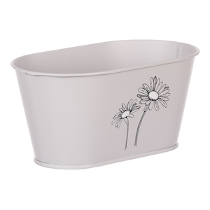 Obal kovový - truhlík s kopretinami, barva šedá