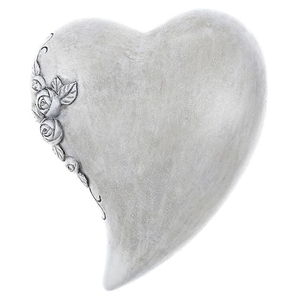 Srdce s květy růží - pietní dekorace, barva šedá