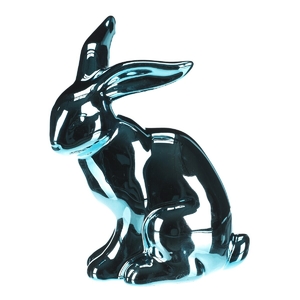 Zajíc - figurka z porcelánu, vysoký lesk, vel. L, barva modrá