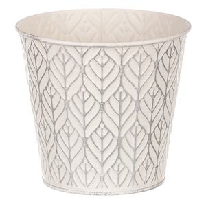 Obal kovový - kulatý, stříbrný vzor, barva krémová