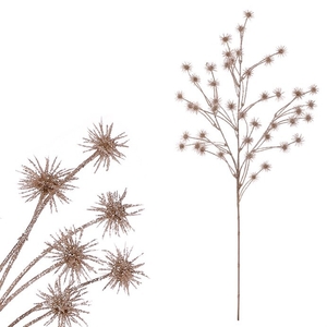 Bodlák - umělá větev, měděná se třpytkami