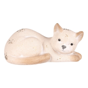 Kočka - keramická figurka, ležící, vel. L, barva krémová