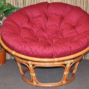 Ratanový papasan 100 cm Cognac polstr vínový