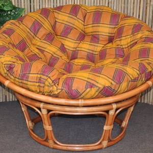 Ratanový papasan 100 cm koňak polstr okrový
