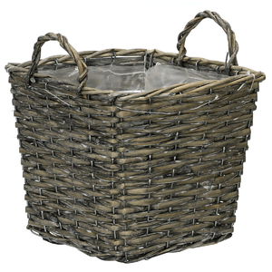 Košík proutěný - obal na květiny, hranatý, šedý