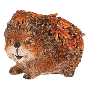 Ježek s barevnými lístky - polyresin, oranžovo-hnědý
