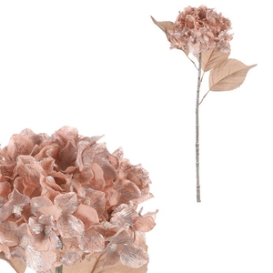 Hortenzie - umělá řezaná květina, růžovo-stříbrná