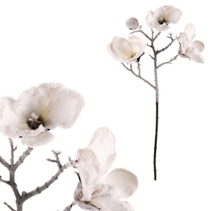 Magnolie - umělá řezaná, bílá se zasněžením
