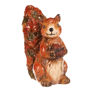 Veverka s oříškem - keramika, s barvenými lístky, oranžovo-hnědá