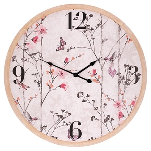 Hodiny nástěnné - pr. 58 cm, MDF, rozkvetlá louka