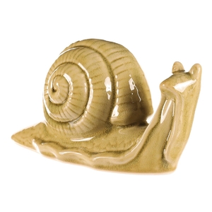 Šnek - keramická dekorace, malý, sv. zelený