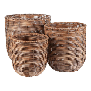 Obal z umělého ratanu - kovová konstrukce, sv. hnědý, cena za sadu 3 ks