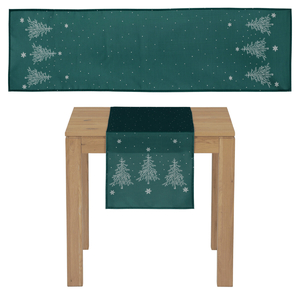 Ubrus - běhoun, motiv se stromky, 100% polyester, 40 x 150 cm, zelený