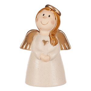 Anděl - keramická figurka, krémová se zlatými křídly