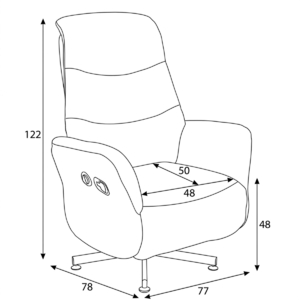 Polohovací křeslo, elektrické zabudované ovládání, šedá, látka, TV-C5479 GREY2