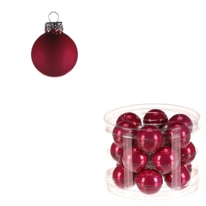 Kulaté skleněné ozdoby - pr. 4 cm, tm. růžové, cena za balení (18 ks)