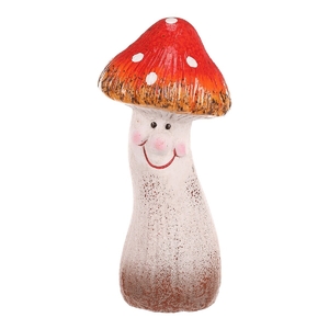 Houba - keramická dekorace, smějící se muchomůrka, špičatý klobouček