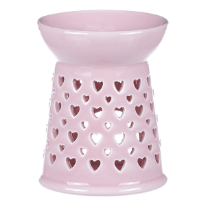 Aromalampa - porcelánová, se srdíčky, barva růžová