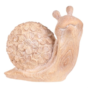 Šnek - figurka z magnesia, vzor květin, vel. M, imitace dřeva