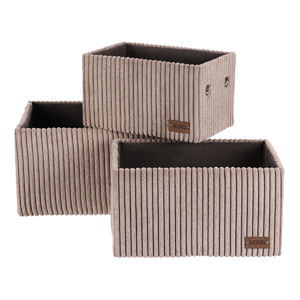 Koš regálový - manšestrový potah, šedý, cena za sadu 3 ks