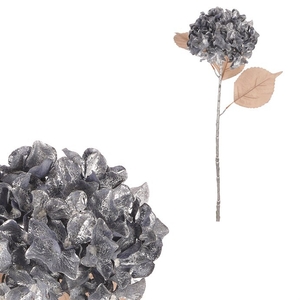 Hortenzie - umělá řezaná květina, modro-stříbrná