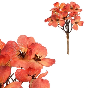 Magnolie - umělá řezaná, 6 větviček ve svazku, oranžová