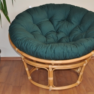 Ratanový papasan 110 cm medový polstr zelený dralon