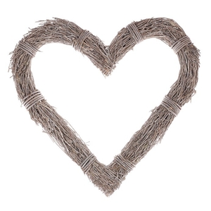 Věnec proutěný - tvar srdce, větší, šedý