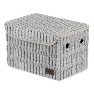 Koš regálový - polyester a papír, víko na suchý zip, barva šedá