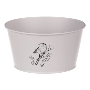 Obal kovový - nízký, motiv ptáčka, barva šedá