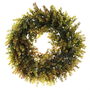 Věnec umělý - pr. 50 cm, eukalyptus, barva zeleno-hnědá