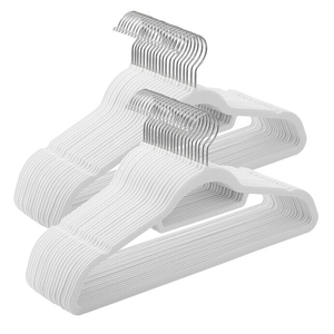 Sametová ramínka, plast, bílá, set 50 ks, ASR-E1020 WT