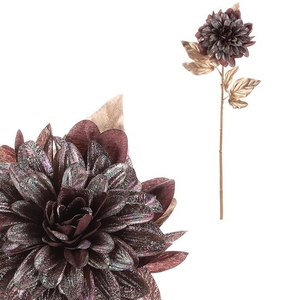 Jiřina - umělá řezaná, pozlacená, hnědý květ