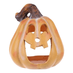 Dýně keramická - s obličejem, na svíčku, barva žlutá