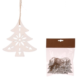 Stromečky na pověšení - dřevo, bílé, cena za balení (8 ks)