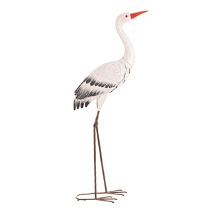 Čáp - 76 cm, kovová zahradní dekorace, barva bílá