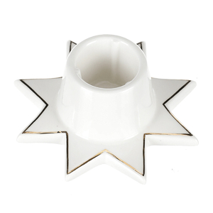 Svícen na kónickou svíčku - porcelán, tvar hvězdy, bílý