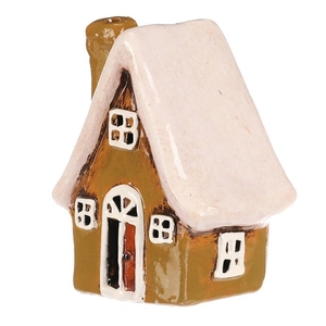 Domeček keramický - LED osvětlení, zelený s bílou střechou