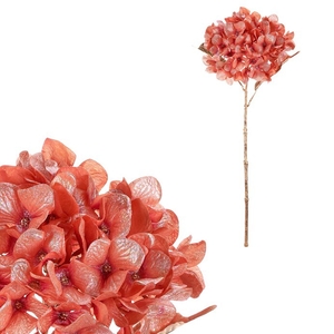 Hortenzie - umělá řezaná, meruňková s pozlacením