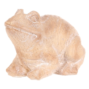 Žába - figurka z polyresinu, menší, imitace dřeva